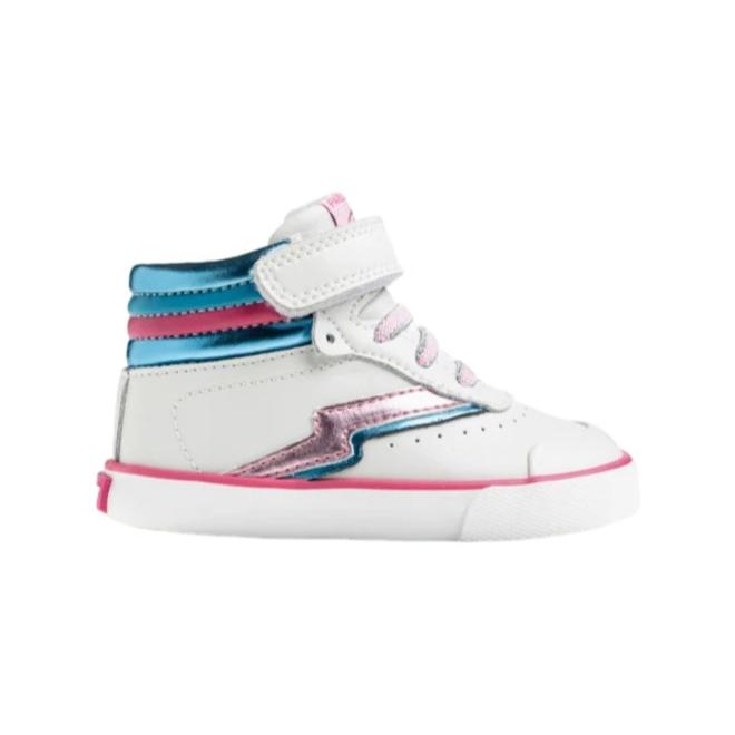 Botín Barefoot Niña Pablosky 987100 Blanco Rosa: Comodidad Anatómica y Estilo Retro Metalizado