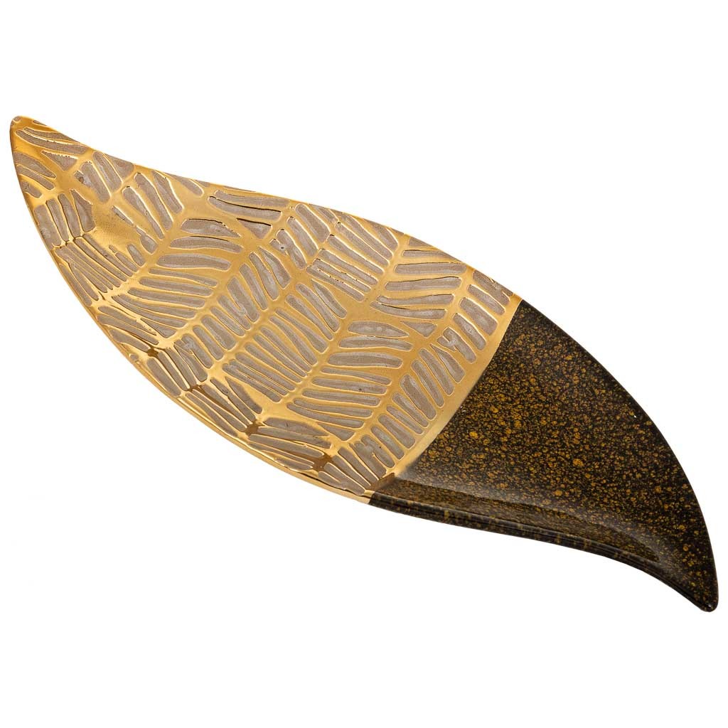 Centro de mesa de ceramica oro Medidas: 16x42x2cm