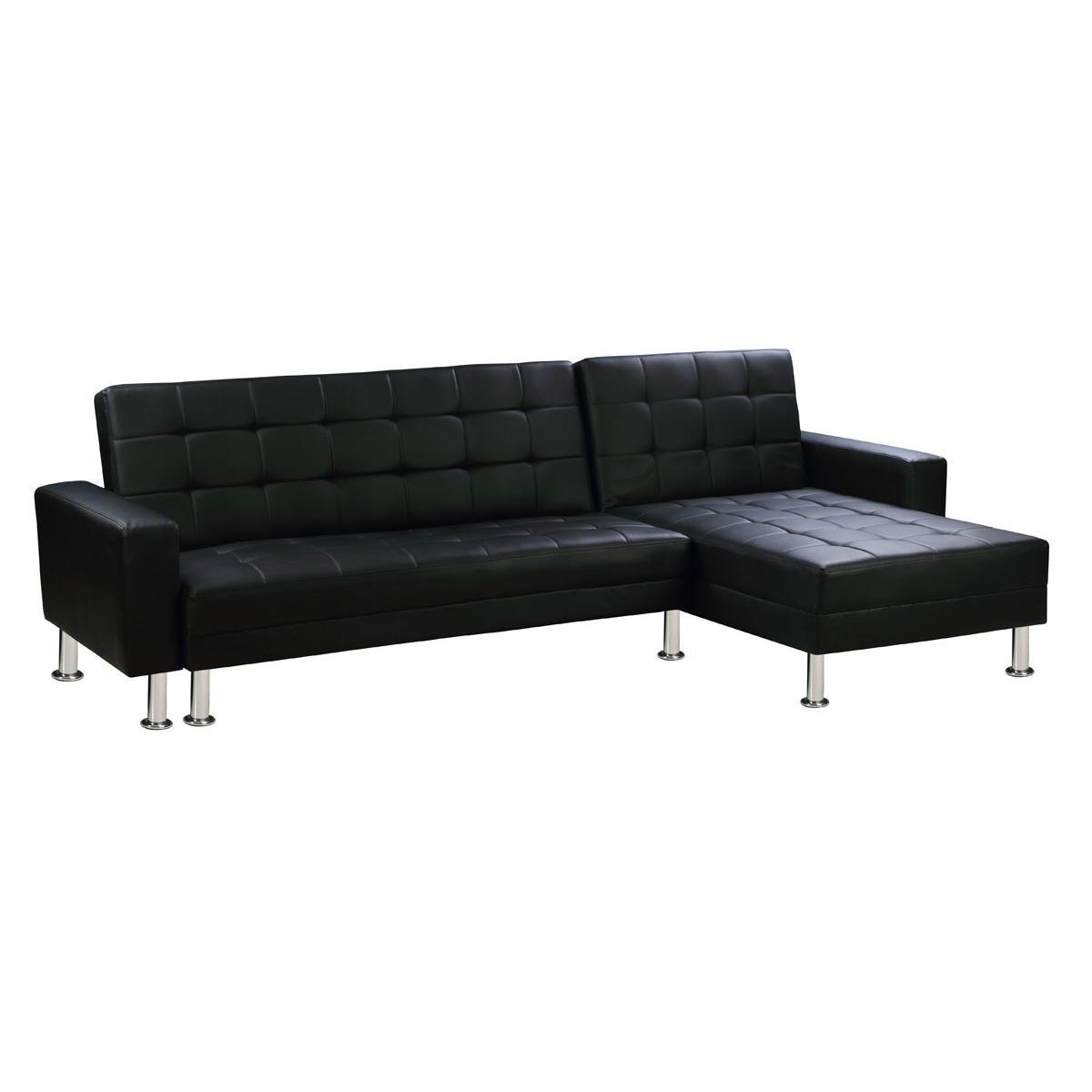 Habitat y Jardin - Sofá esquinero convertible y reversible "Theo" - 4 plazas - Negro