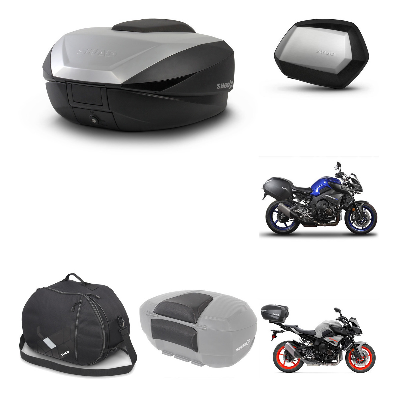 Maletas Laterales + Baul Trasero + Herraje 3P + Herraje Montaje + Accesorios Sh59x Alu Sc Sh35 Premium KIT-262258