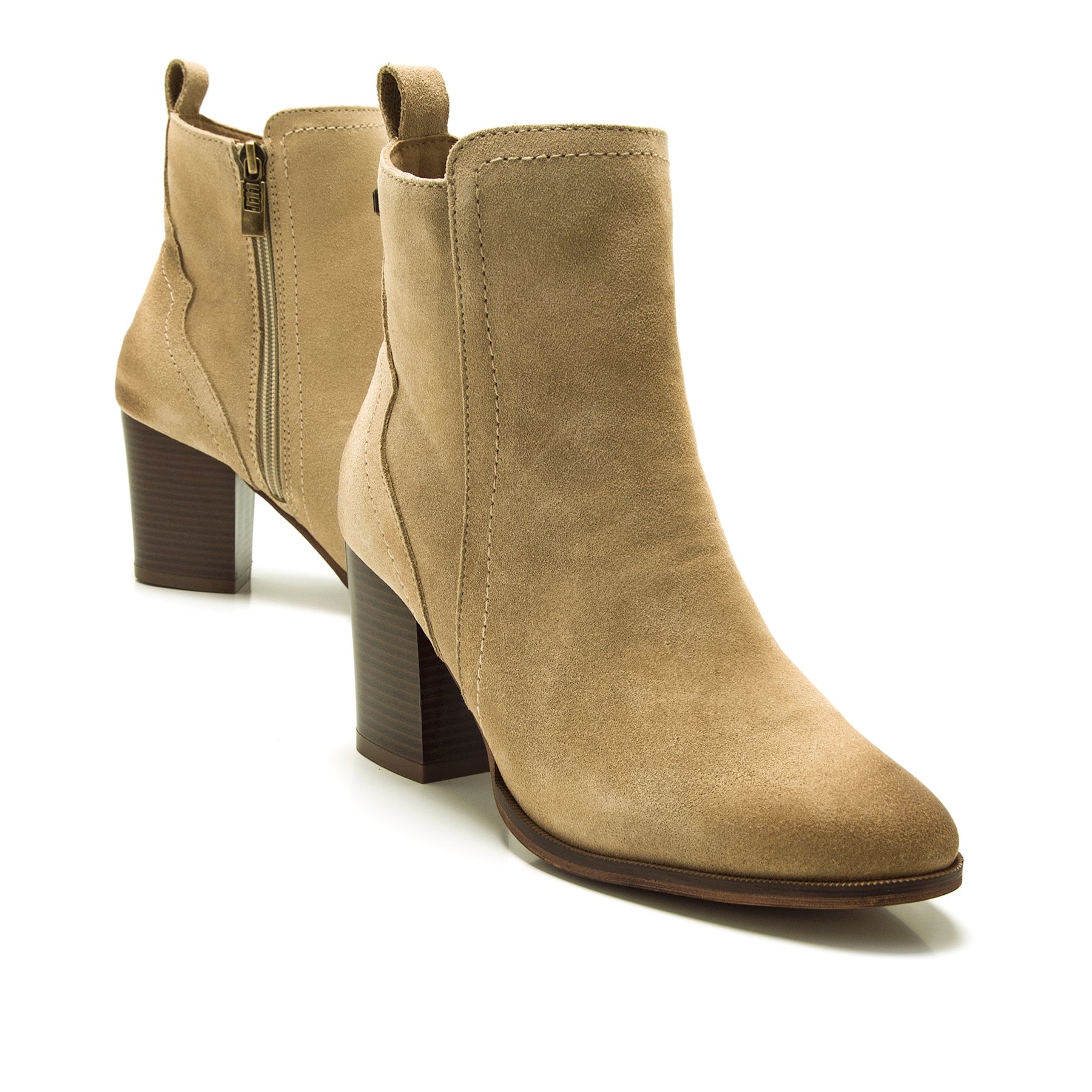 Mustang-MTNG botines de tacón mujer jolie beige con cierre cremallera y tipo de puntera redonda