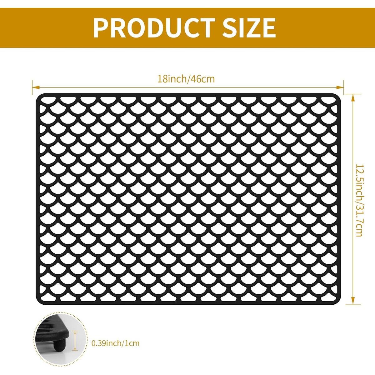Dailygoods - Alfombrilla de silicona para fregadero - Antideslizante - Resistente al calor - Drenaje de agua - Duradera - Protección contra arañazos - Protección para fregadero