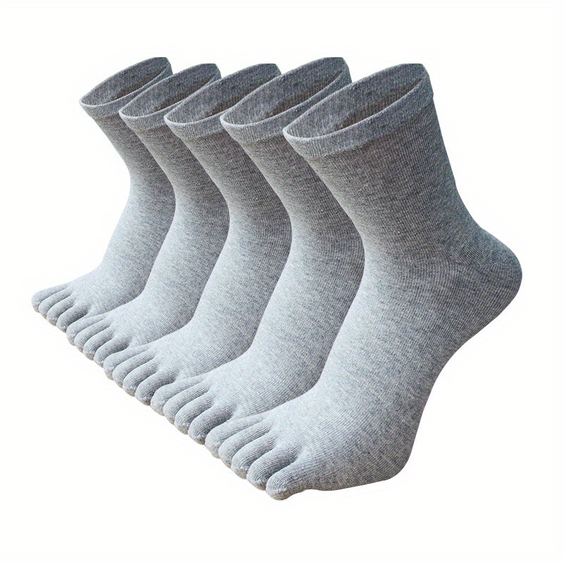 TK 5 Pares De Calcetines De Color Sólido Para Hombre Cinco Dedos Algodón Resistente Al Olor Y Transpirable Con Punta Dividida
