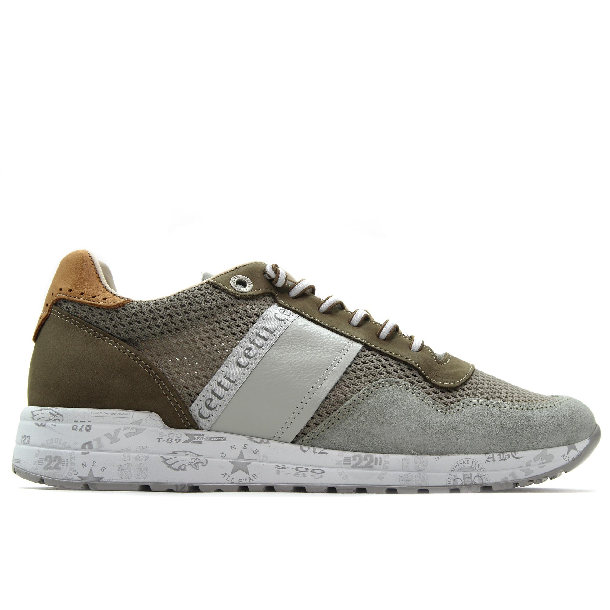 Cetti C-1370 Sneakers casual de piel serraje y tejido acolchado, cordones elasticos, suela de goma, para caballero