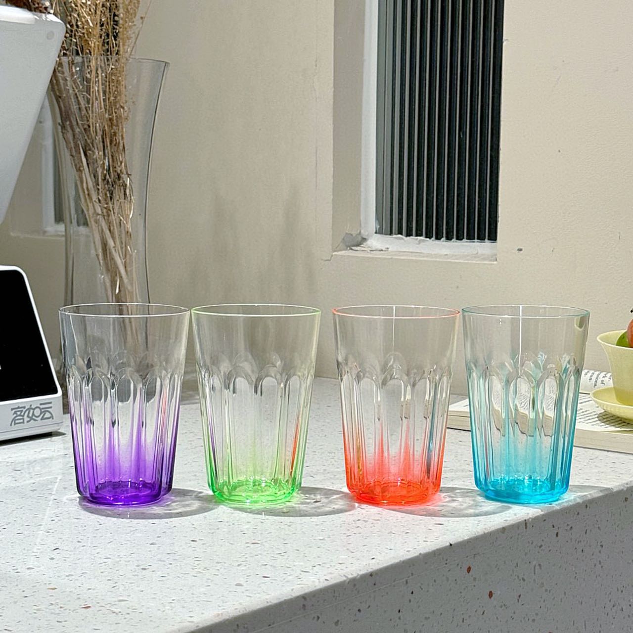 TK 1/4pcs Vajilla De Acero Inoxidable Transparente Anti-caída Vaso De Cerveza Octogonal Vidrio Para Whiskey Agua Eco-amigable