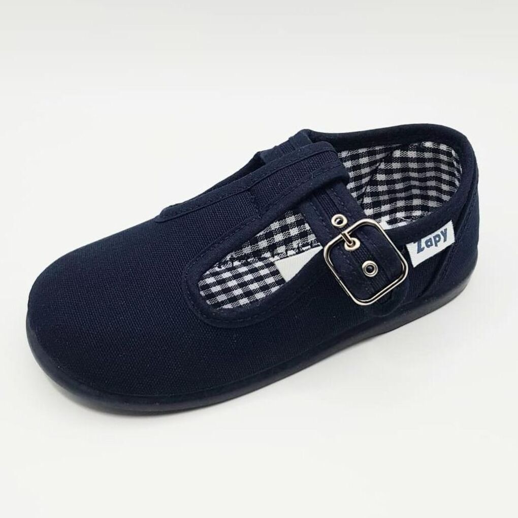 Zapatos de lona azul Zapy para niños, suela flexible y antideslizante, cierre de hebilla para mayor sujeción