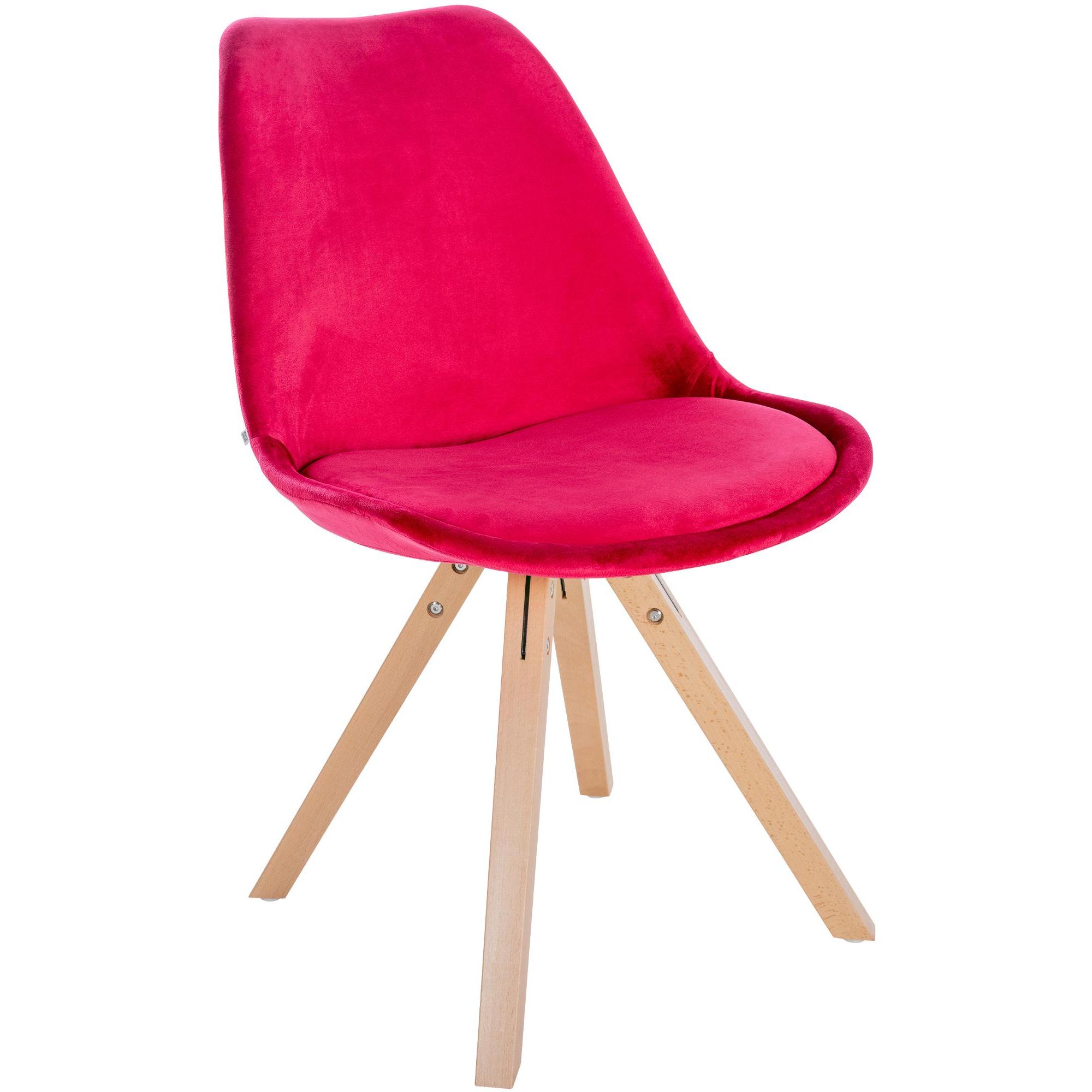 Silla de saln Sofia tapizada en terciopelo Rojo,Natural (cuadrado)