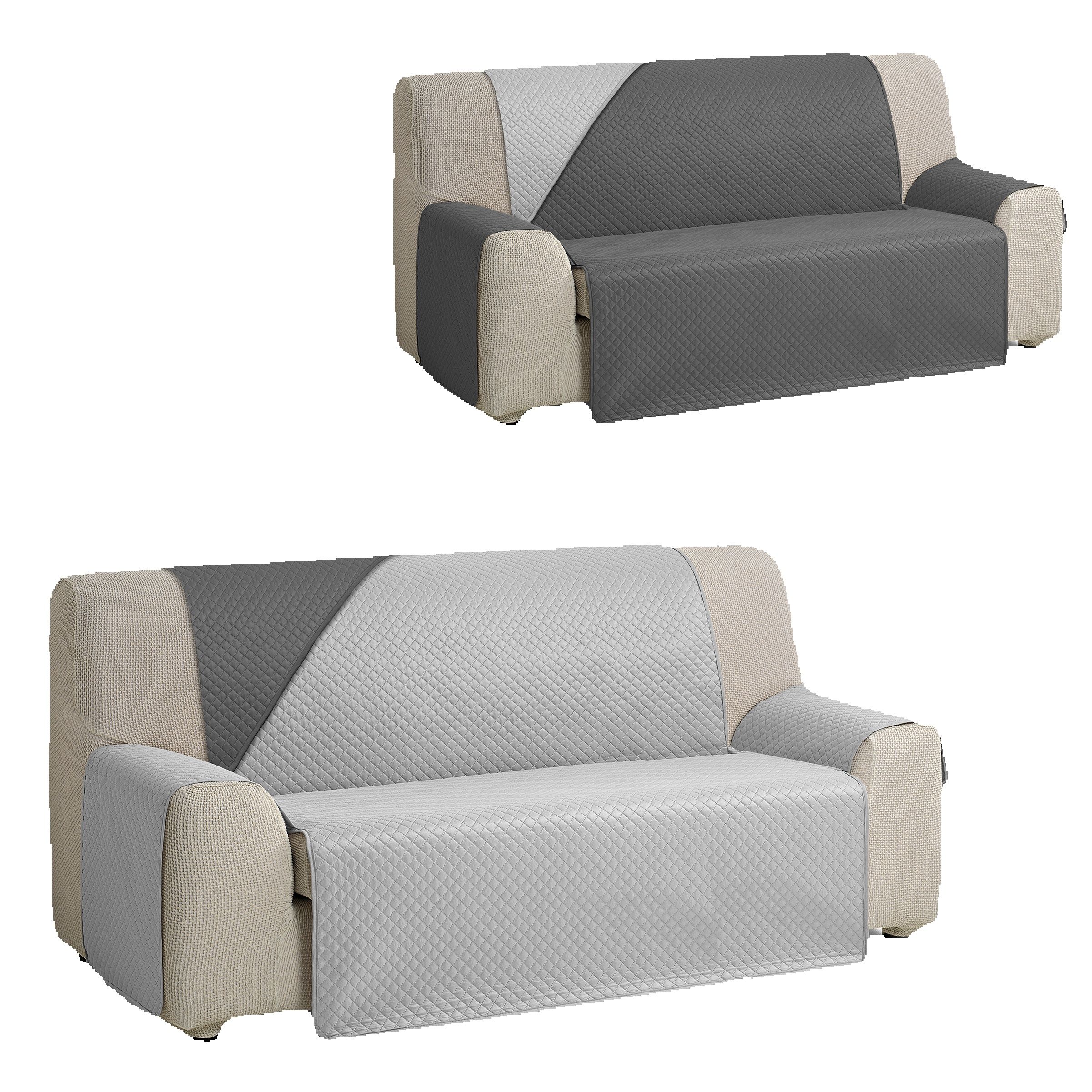 VALENTIA HOME Valentia Home - Funda Cubre Sofá Acolchada Reversible Rombo Bicolor para 1 a 4 Plazas - 13 Combinaciones de Colores