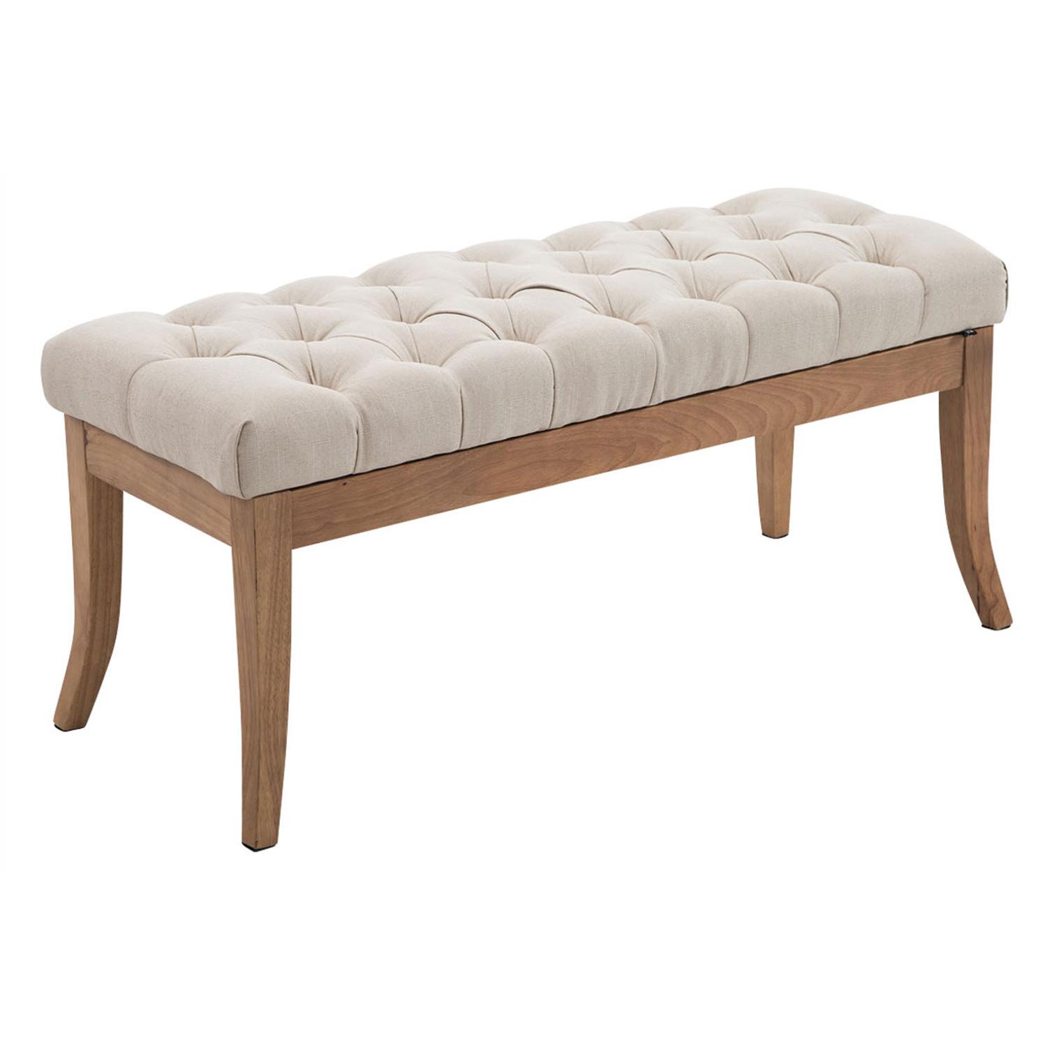 Banco Recibidor Ramses En Tela & Madera Clara Crema,100 cm