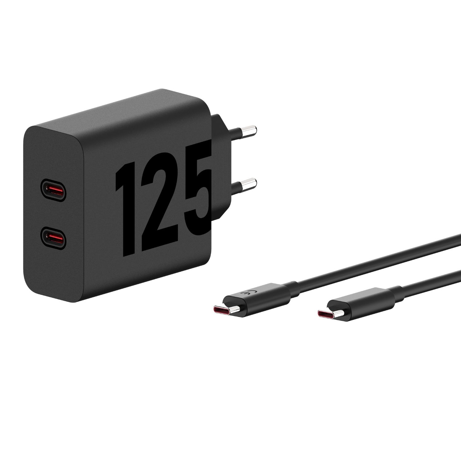 Motorola Turbopower - Cargador de móvil 125W con doble puerto USB-C, Carga Ultra Rápida, Cable de 1m incluído, Compacto, Seguro y Eficiente para Teléfonos, Tablets y Portátiles