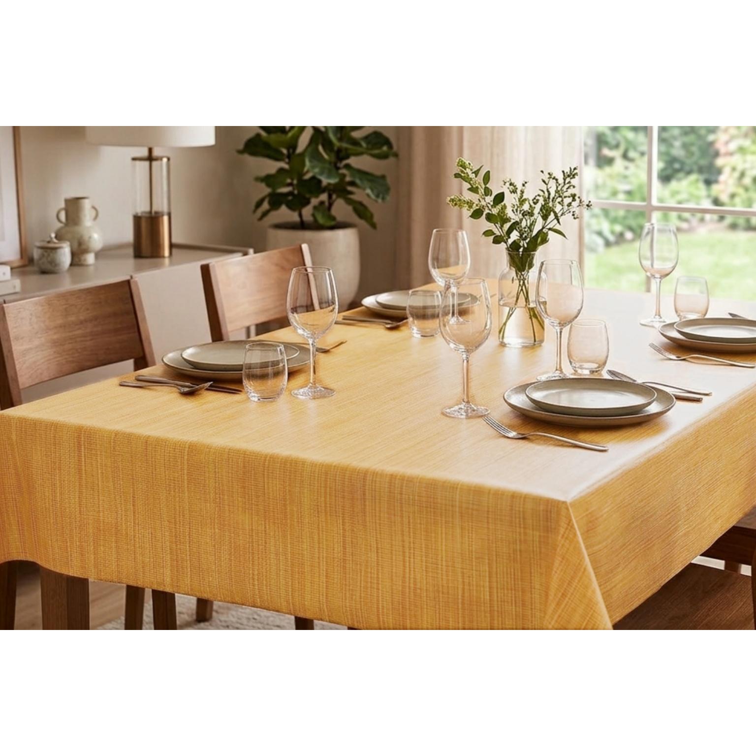 Mantel de PVC Impermeable y Antimanchas para Mesa Rectangular, Diseño Liso Efecto Lino, Disponible en Varios Colores, Fácil de Limpiar, para Cocina, Comedor, Terraza, Jardín y Picnic