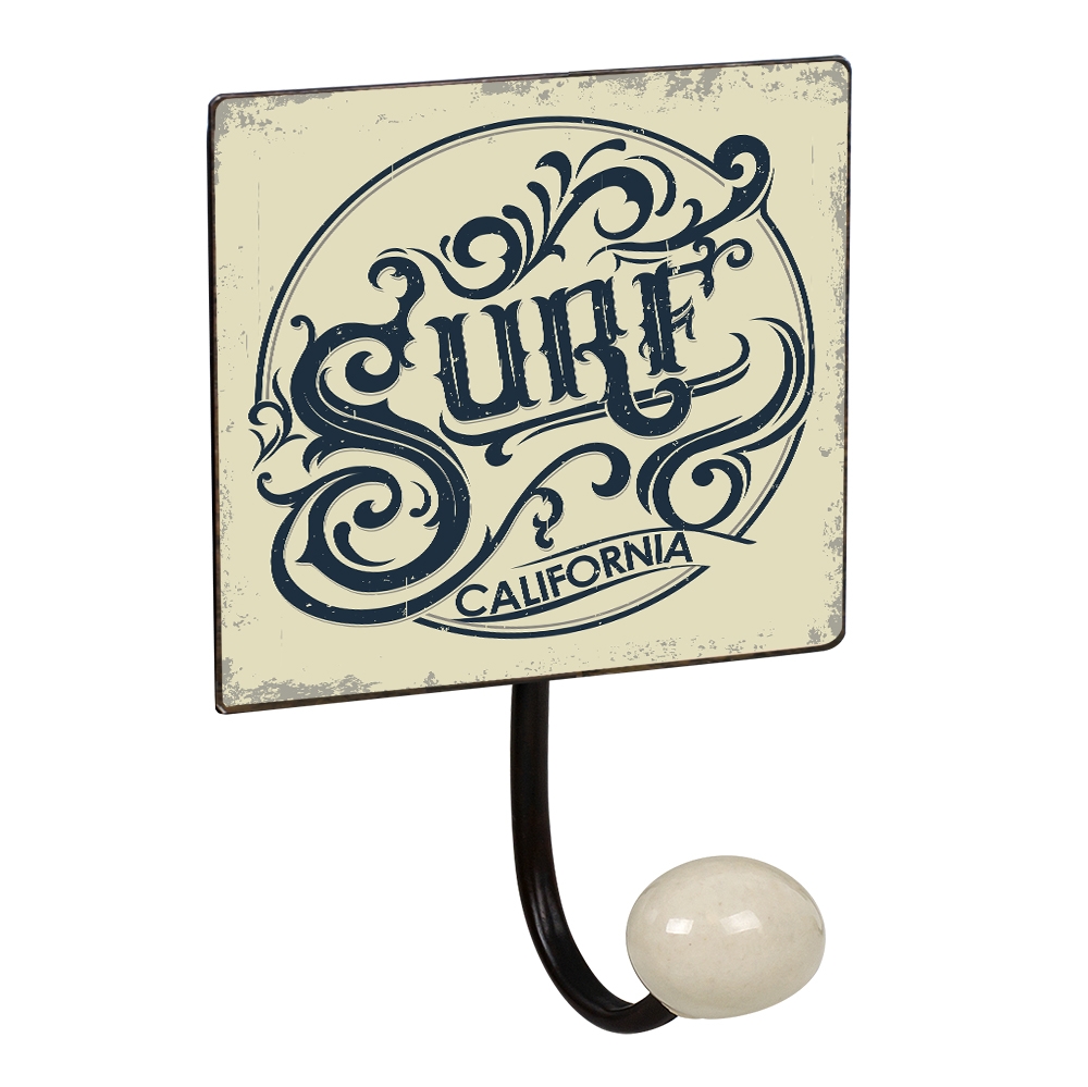PERCHA Pared Vintage Gancho Porcelana surfboard Retro 100x155MM