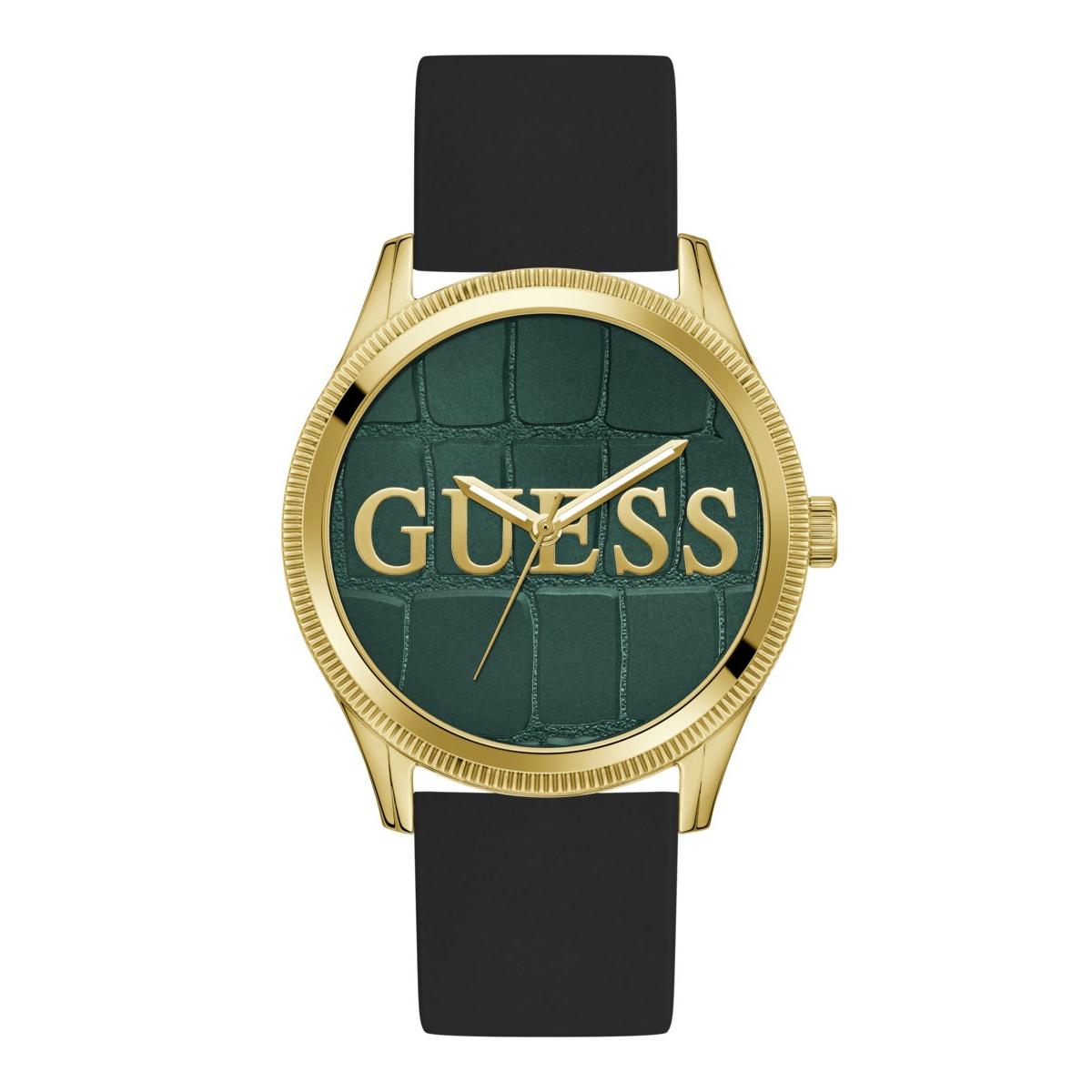 Guess Reloj Hombre Caja De Acero Reciclado Pulsera Silicona De Color Negro Resistente Al Agua 3 Atm Gw0887g2
