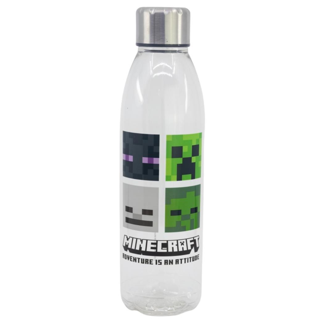 Botella Stor Transparente Aqua Minecraft con Tapón De Seguridad 980ml