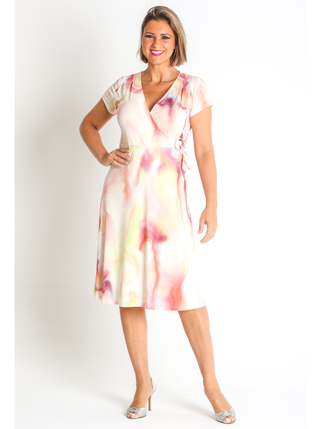 368518L  VESTIDO PUNTO ESTAMPADO CRUZADO CON HEBILLA