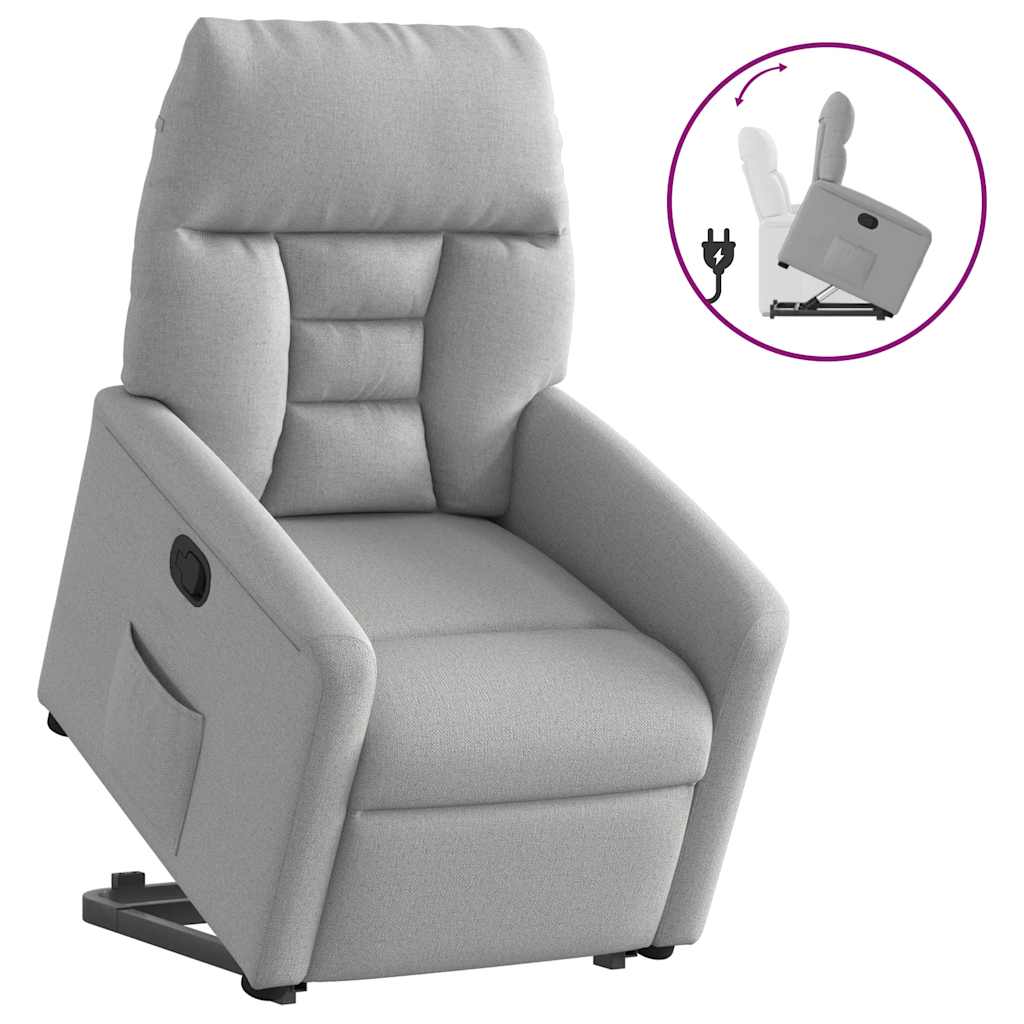 vidaXL Sillón reclinable elevable de tela gris nube