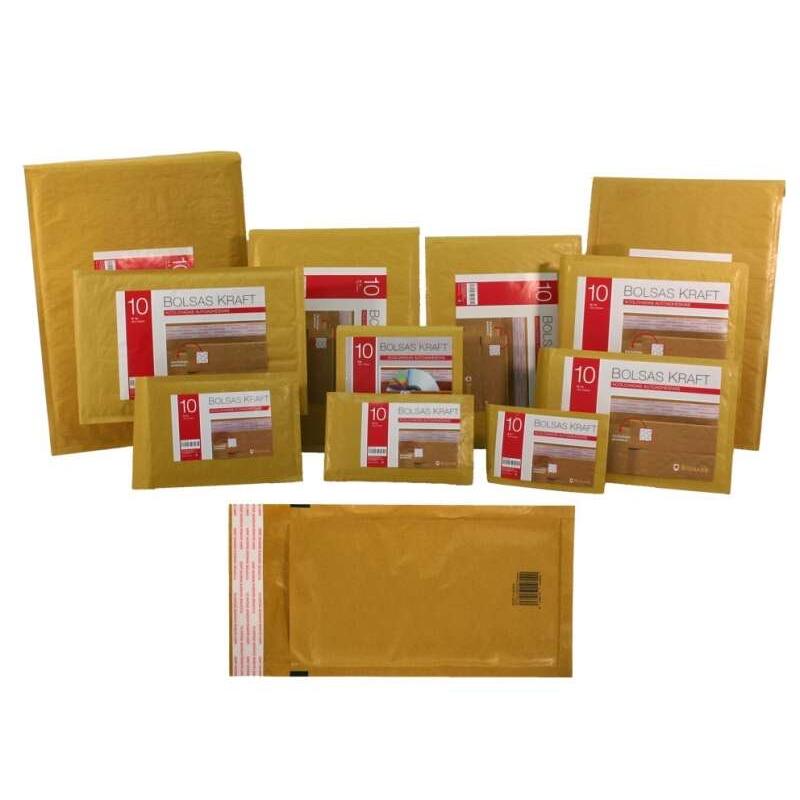 Bismark bolsa acolchada kraft nº16 220x340mm - recubrimiento interno de laminas de burbuja de aire - cierre autoadhesivo - ideal para envios con alta proteccion