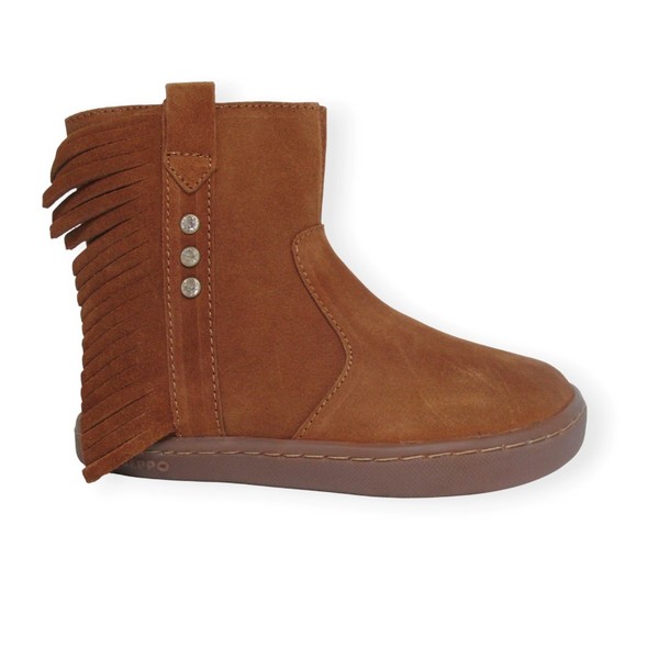 Gioseppo Estral Cuero. Botín barefoot con flecos para niñas