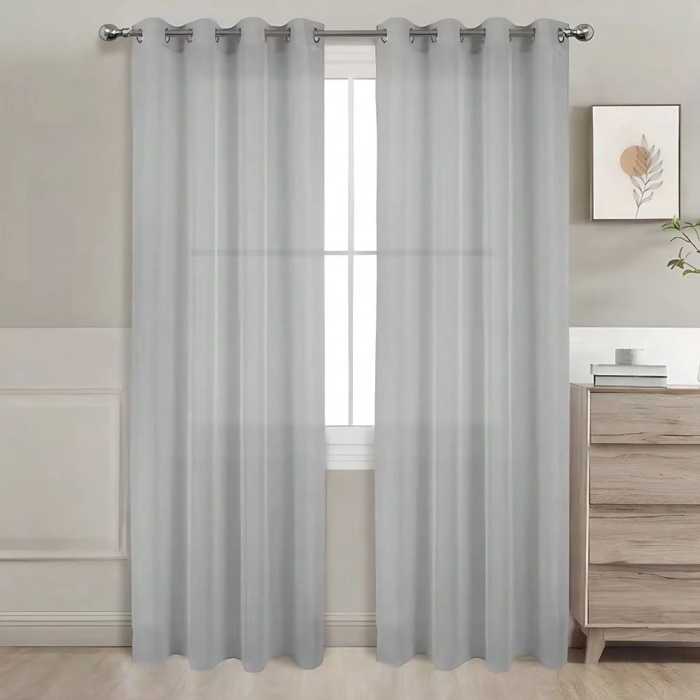 Cortina Visillo Textura Ligera y Translúcida para Decorar Salón / Habitación Colores Lisos Tamaño 140 x 260 cm