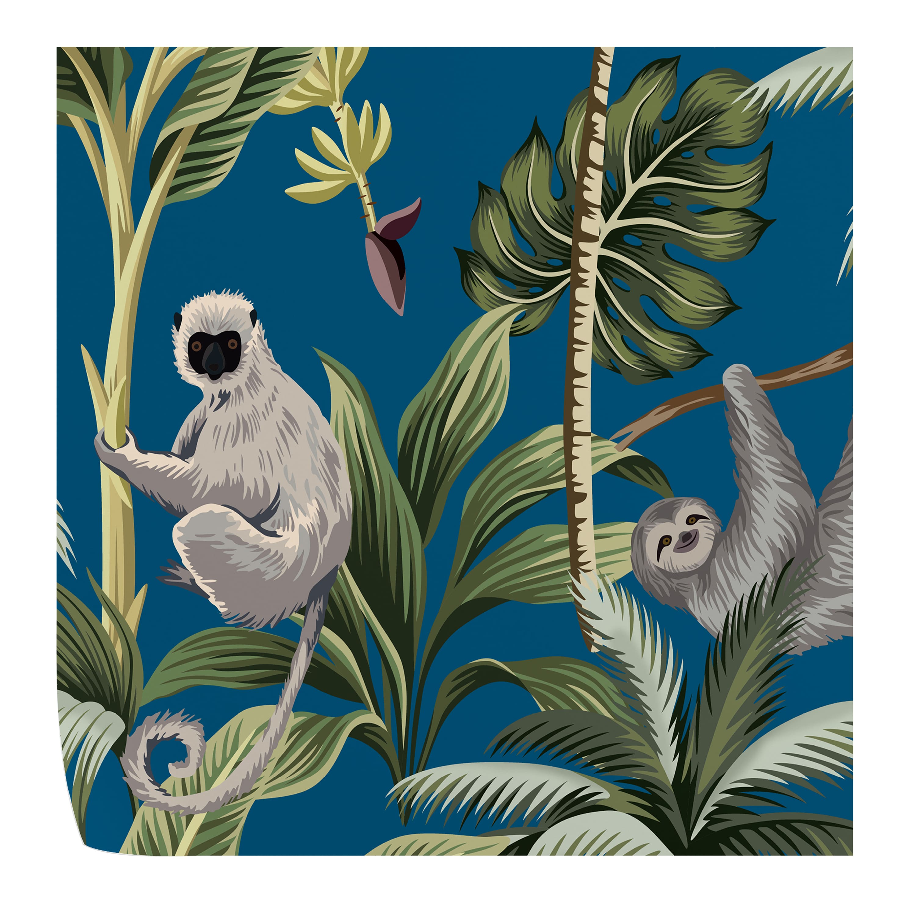 Wallpapers4Beginners Animali Carta da Parati Jungla Tropicale Blu