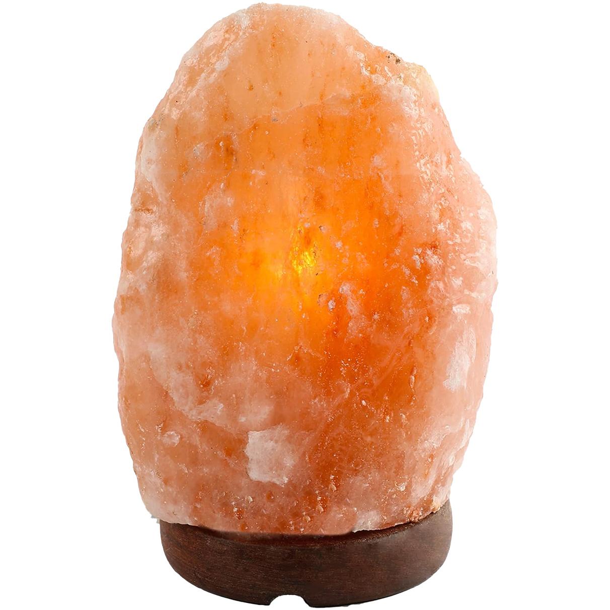 Plushome Lámpara de Sal del Himalaya Natural Alta Calidad Base Madera Cable Bombilla Incluida