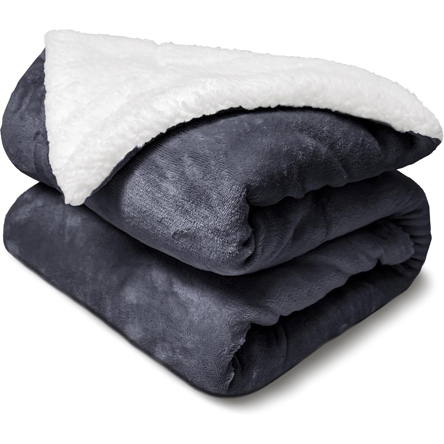 TK Manta Borrego 130x160cm/160x220cm/220x240cm, Manta Sofa Reversible de Franela y Sherpa, Manta Cama Gruesa, Manta Borreguito, Sobrecama, Manta Caliente, Suave, Transpirable para Invierno