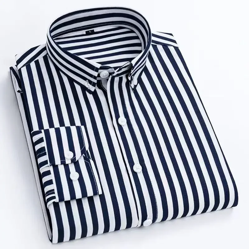TK Camisa De Punto Para Hombre Estilo Coreano a Prima Dona Azul Y Blanco Ajustada Con Estampado Larga Manga Cierre Único Casual