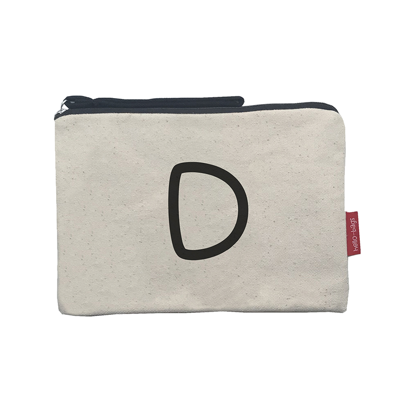 Hello-Bags. Bolso Neceser / Cartera de Mano con cremallera y forro interior.  Exterior: Algodón 100%. Incluye sobre kraft de regalo. Modelo D. Color: Crudo / Negro. 23x15,5 cm.