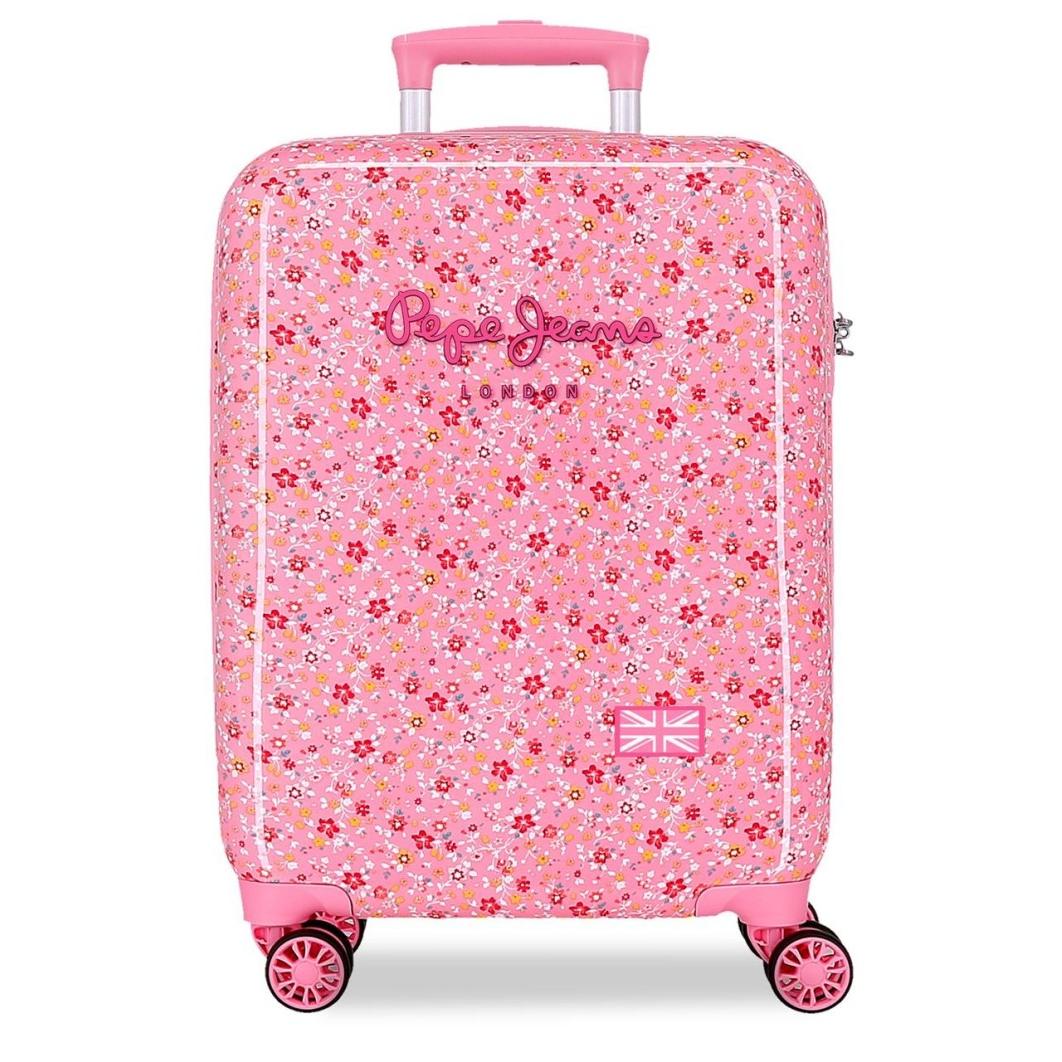 Maleta cabina Pepe Jeans Alenka rosa 55x38x20 cm. Dura e impermeable 4 ruedas