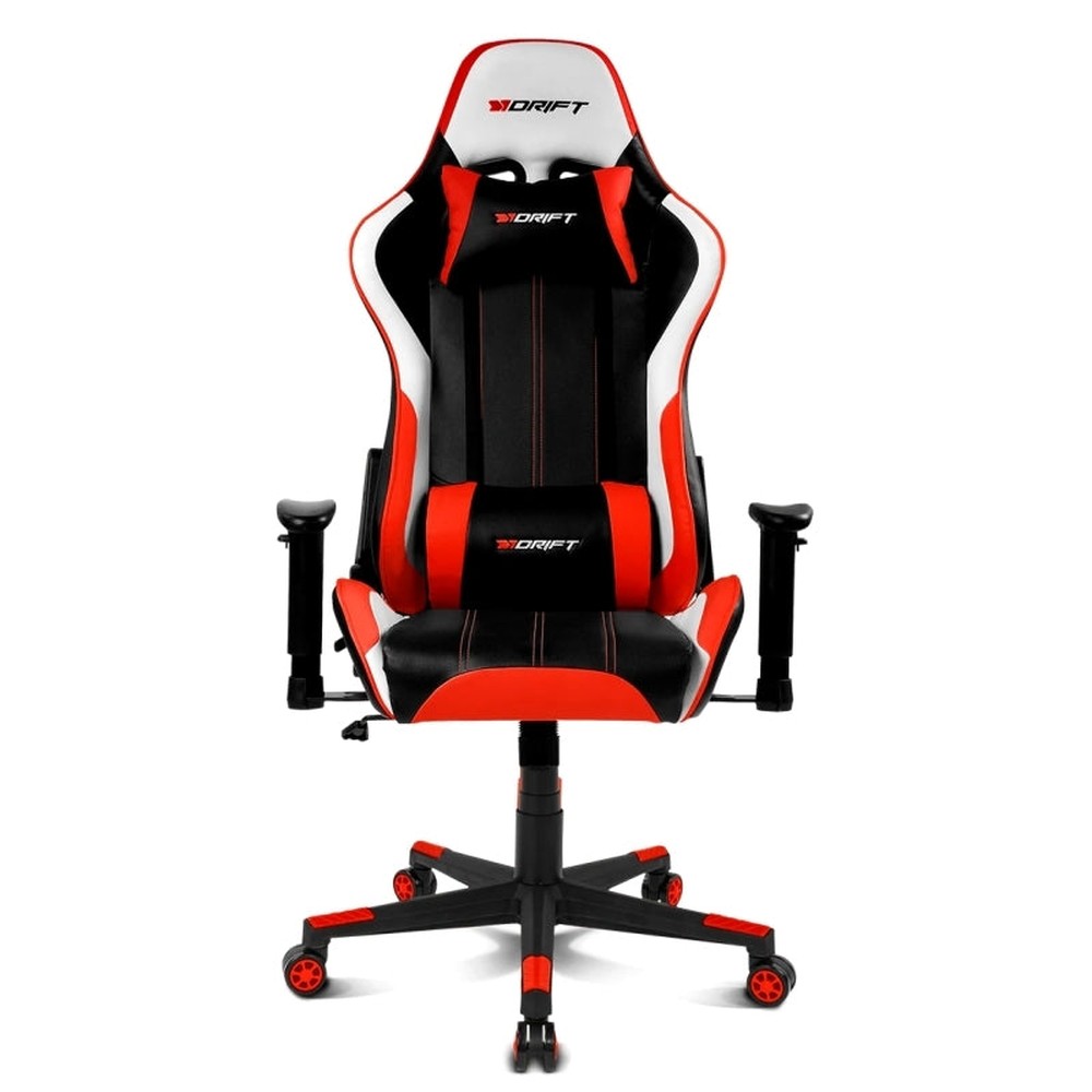Drift - Silla gaming DR175RED con reposabrazos 2D ajustables, respaldo reclinable 90°–135° y cojines cervical y lumbar, color negro/rojo