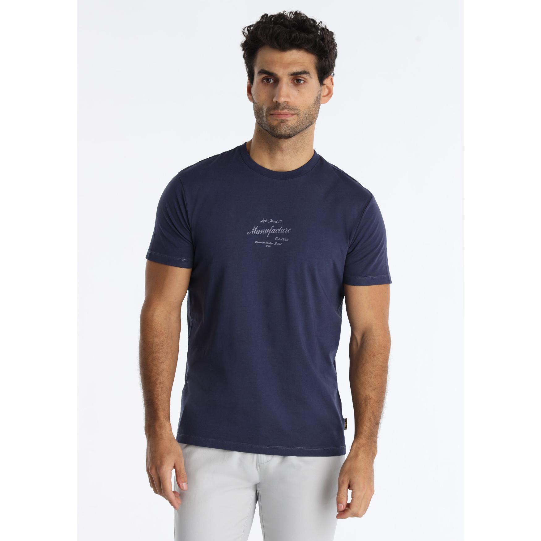 LOIS JEANS - Camiseta Gráfica con Diseño de Máquina en Espalda Azul