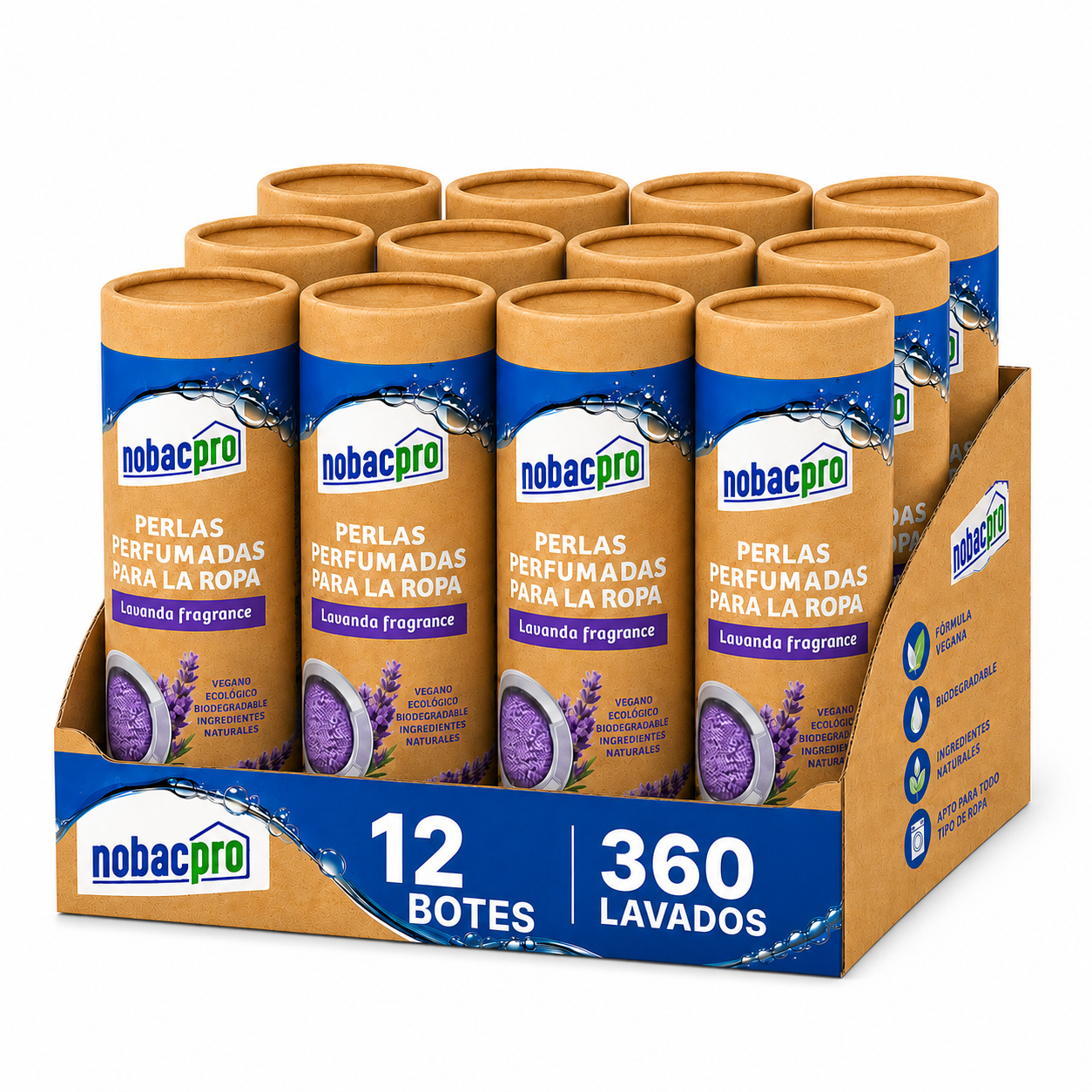NobacPro - Perlas Perfumadas para la Ropa | 30 / 60 / 90 / 180 / 360 Lavados | Aroma Lavanda | Fragancia Suave de Larga Duración | Sin Químicos Dañinos | Apto Piel Sensible y Todo Tipo de Tejidos