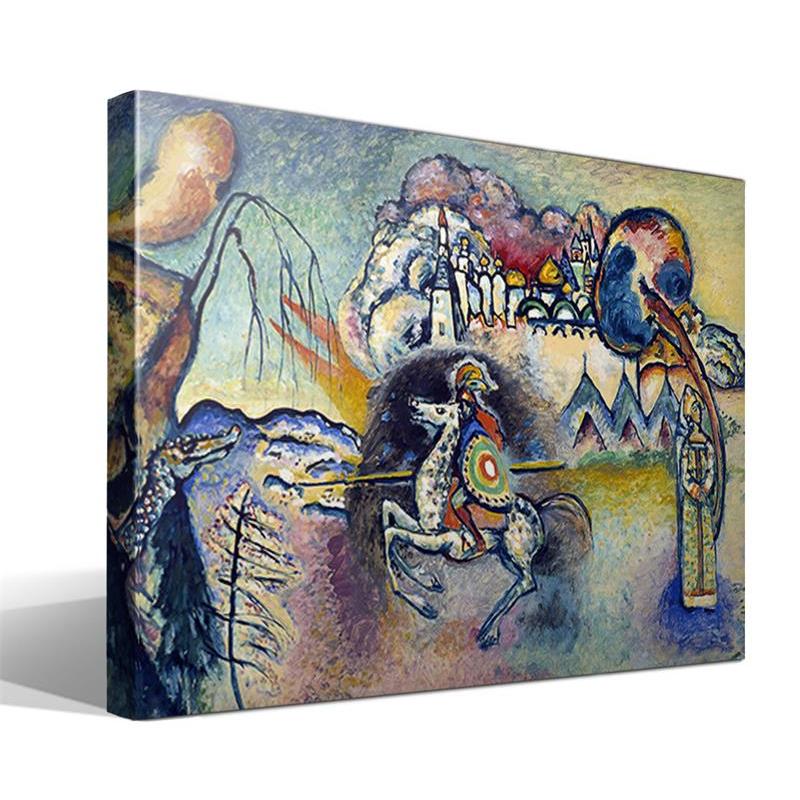 Cuadro Canvas San Jorge y el Dragón de Vasili Kandinski - Alta Resolución - Lienzo 100% Algodón - Bastidor de Madera - Fabricado a Mano