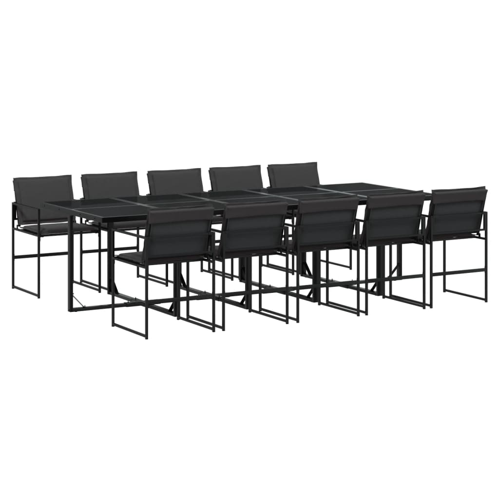 vidaXL Juego de comedor de jardín 11 pzas con cojines textileno negro