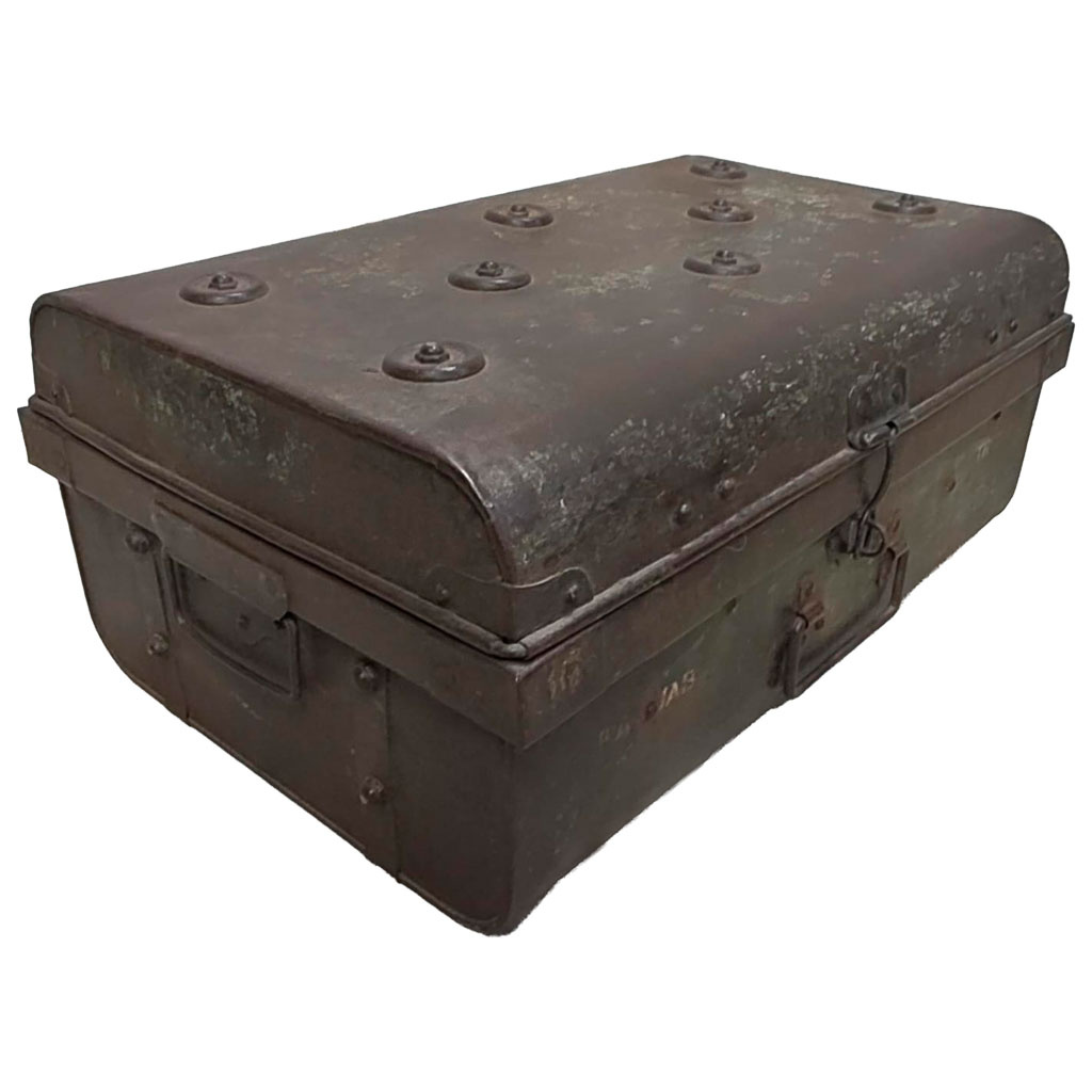 Wonderlust Deco - Maleta de metal acabado artesanal marrón 67x37x25h cm Marrón 67x37x25h cm