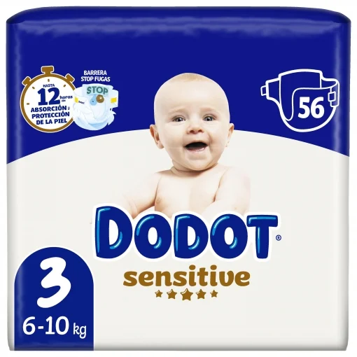 Pañales Dodot Sensitive T1(2-5KG) 90ud -T2(4-8KG) 88ud-T3(7-11KG)1PACK*56 total 112ud-T4(10-15KG)1PACK*48 total96ud-T5(12-17KG)1PACK*44 total 88ud-T6(14+KG)1PACK*41 total 82ud