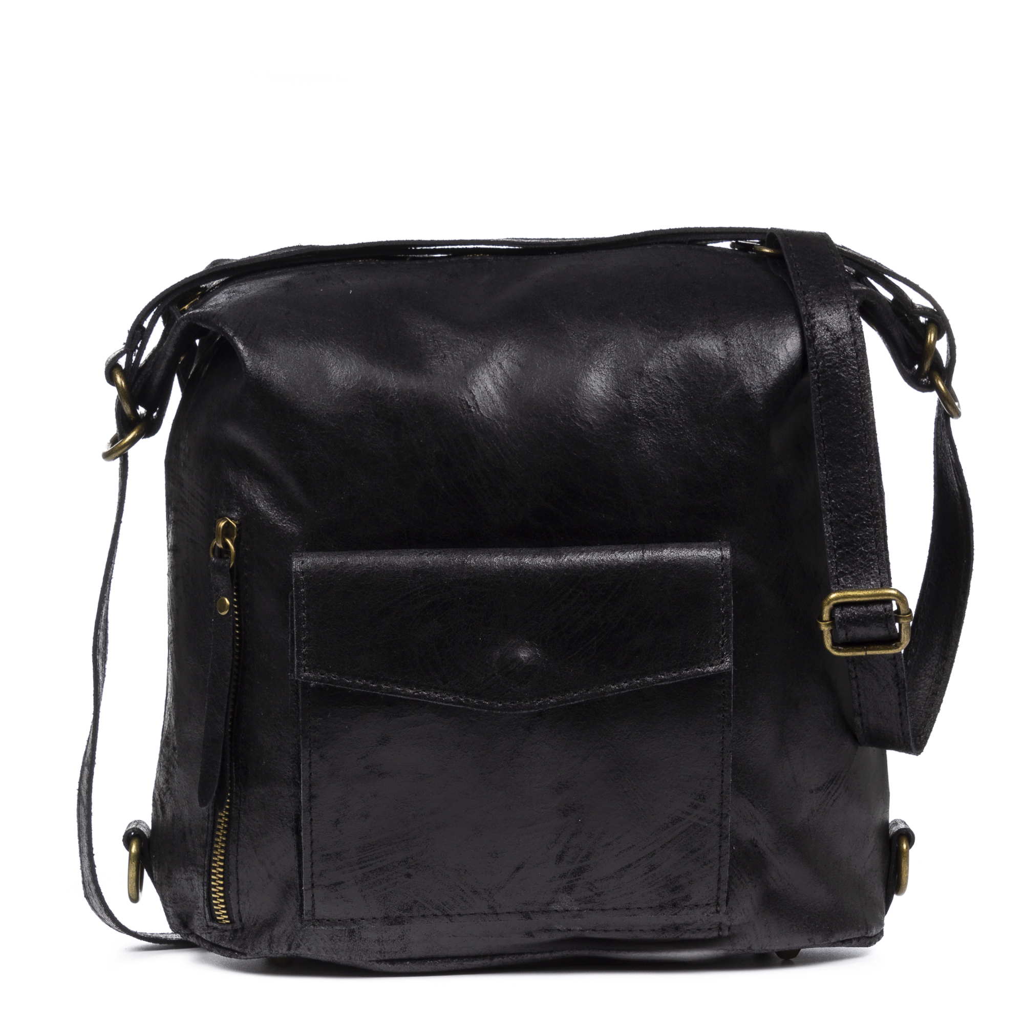Firenze Artegiani. Irene Bolso de Hombro Mochila Mujer.Piel auténtica Gamuza Lavado a la Piedra. Made in Italy. Vera Pelle Italiana.