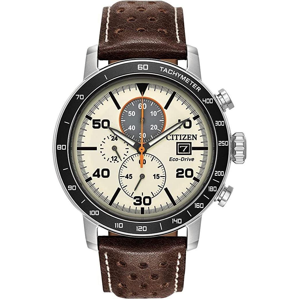 Reloj hombre Citizen Ecodrive Brycen CA0649-06X dial beige 44mm correa de cuero 100m WR