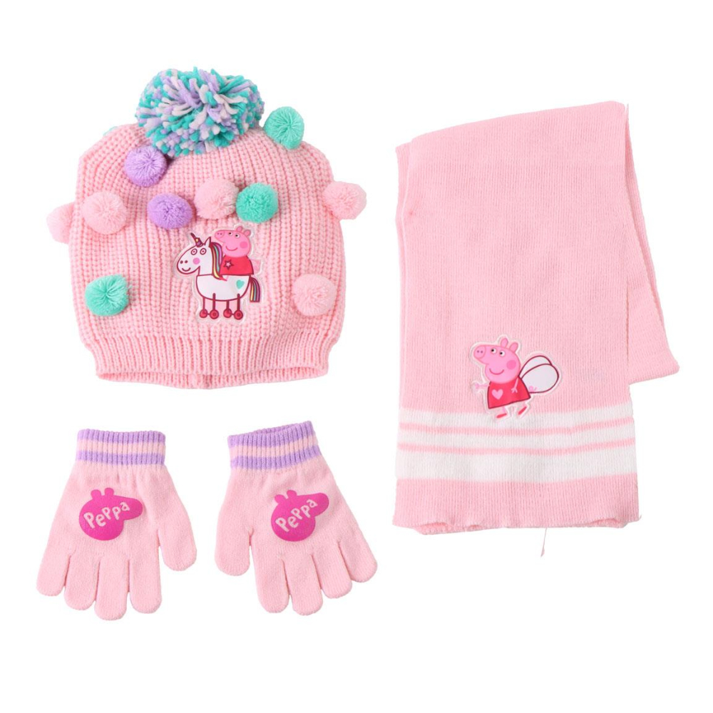 Peppa Pig Cerdá Set De Invierno Bufanda, Guantes y Gorro Rosa Niña 83743