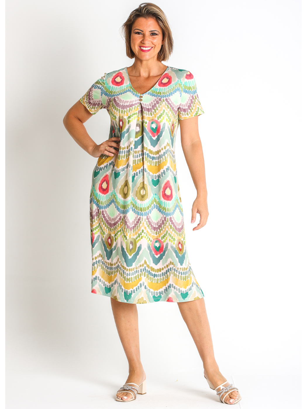 3671220  VESTIDO PUNTO ESTAMPADO PES. RECICLADO