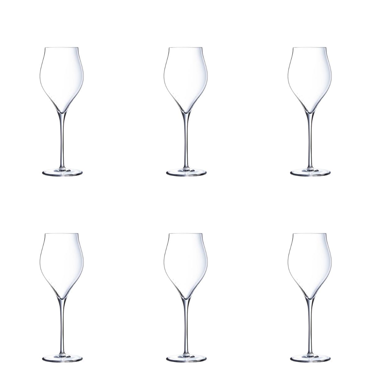 CHEF & SOMMELIER EXALTATION Caja 6 Copas Flauta Krysta 30CL Transparente Brillo Fabricado en Francia Reciclable