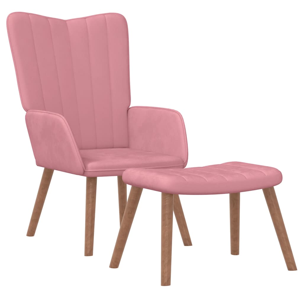vidaXL Sillón de relax con taburete terciopelo rosa