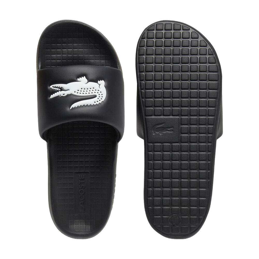 Chanclas Negras Lacoste Serve Slide 1.0 Con Pala Acolchada Black