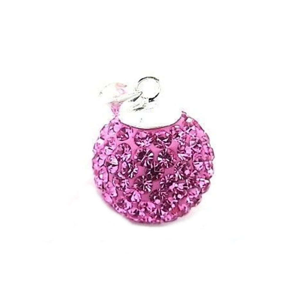 Llamador De Angel En Plata Y Cristal Rosa 18 Mm.