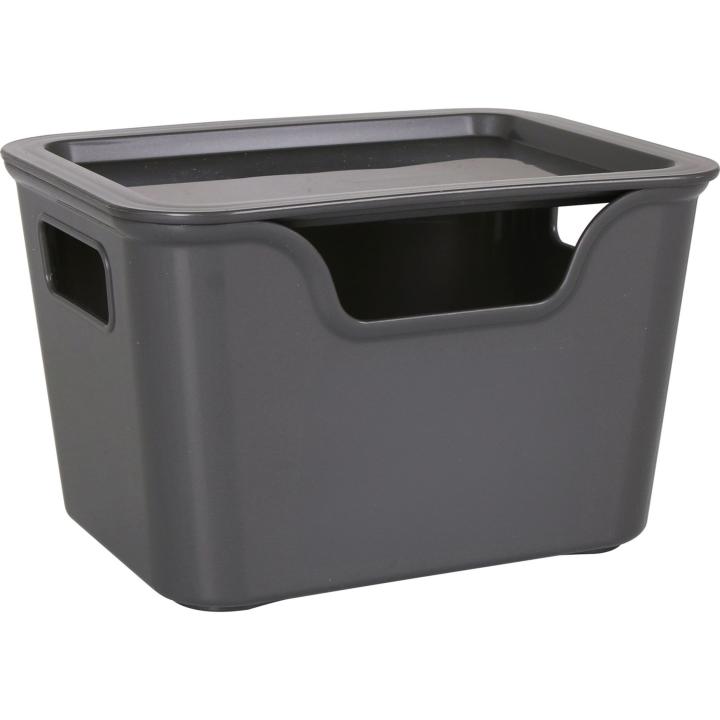 Tontarelli - Caja Pequeña con Tapa Bella Antracita 18x14x11 cm - Organizador Resistente y Apilable | AmyStyle
