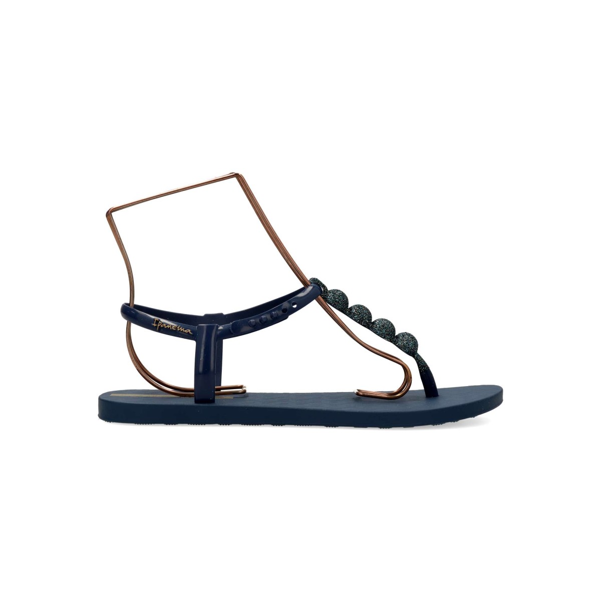 Ipanema - Sandalias planas Class Easy On Glow para mujer, cómodas y elegantes para verano, suela de goma flexible y ligera, con tira brillante, color azul con glitter