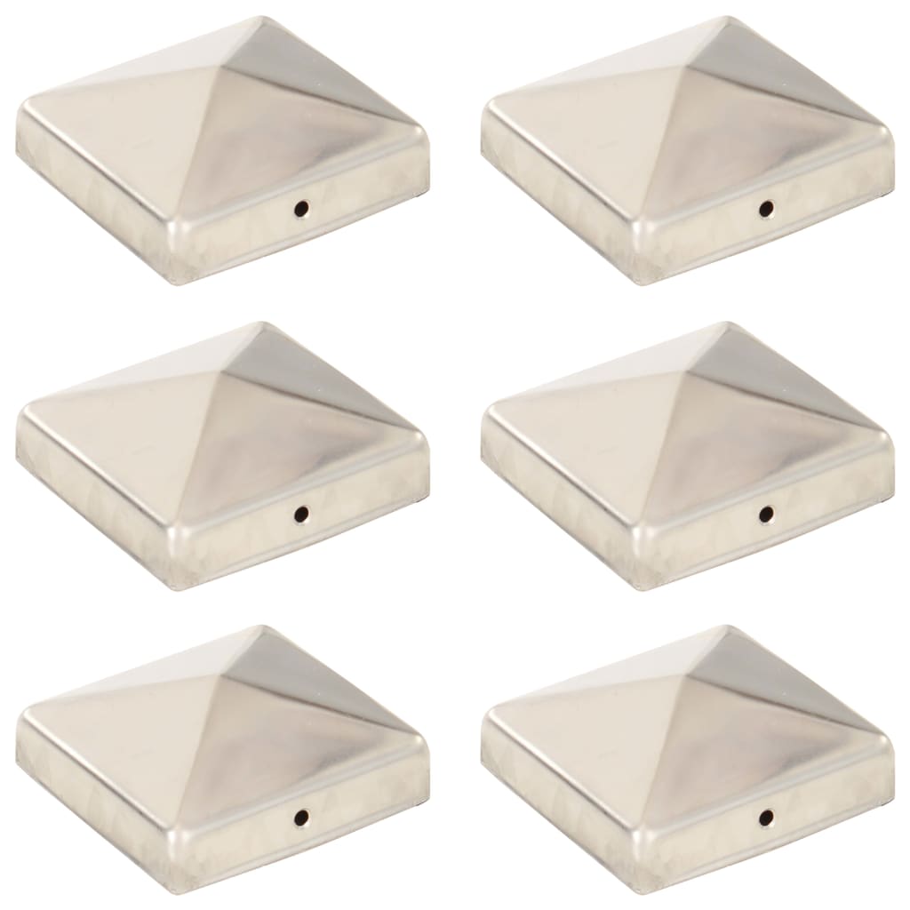 vidaXL Tapas Piramidales Postes Valla (6 unidades) Acero Inoxidable Terminal Dimensiones 71 x 71 mm, 81 x 81 mm, 101 x 101 cm y mas