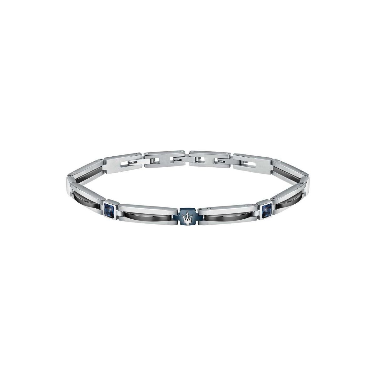 Maserati Pulsera Hombre Maserati Br.ceramic + Blue Crystal 21cm De Acero Azul, Negro, Plateado Jm223atz20