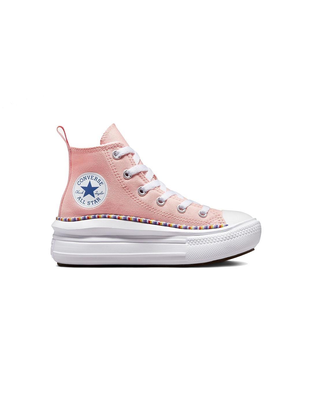 Converse Zapatilla Niña Move Hi Rosa con Plataforma Ligera y Smartfoam