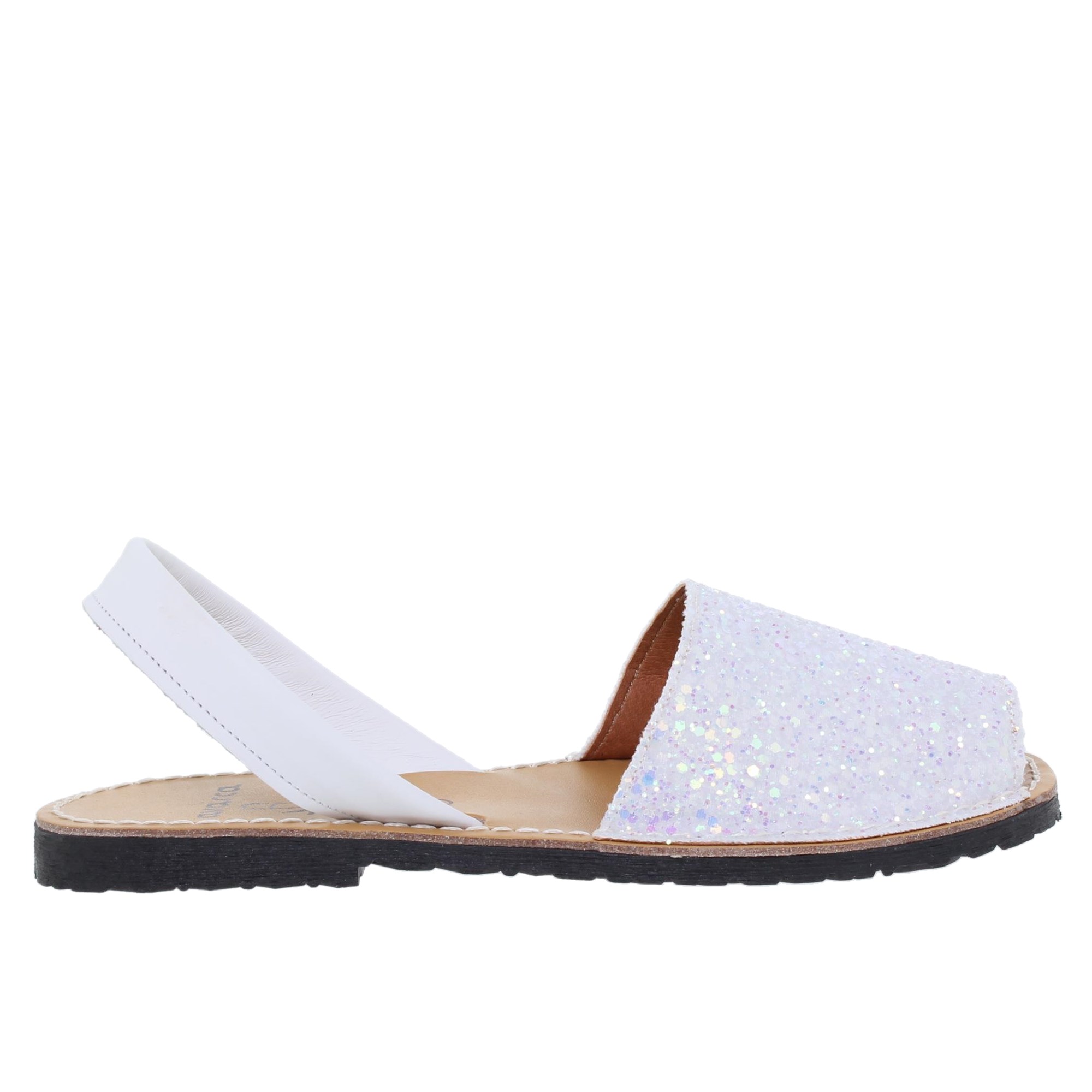 Avarcas C.ortuño Abarcas de Piel Blanca con Glitter 275AV - Hechas en España